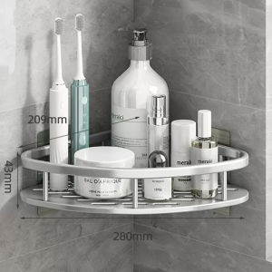 Bathroom 2 Tier Shelf Wall Mount Shower Shelf Without Drilling Shampoo Holder Wall Storage Shelves Corner Shower Bathroom Shelf