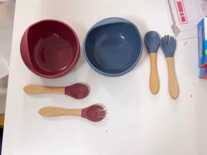 Sweetybayibayi 3PCS Baby Silicone Feeding Set Suction Bowl Feeding Set Kids Toddlers Self Learning Baby Plate Set