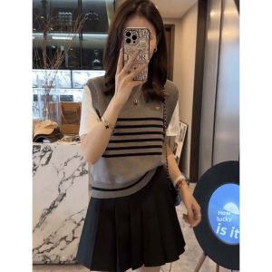 Slimming Fake Two-Piece Stripe T-Shirt