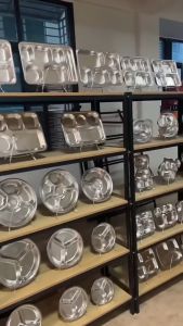 Piring Saji Food Tray Stainless Tebal Piring Nampan Stainless Sekat Meshtray Plato Stainless Makanan