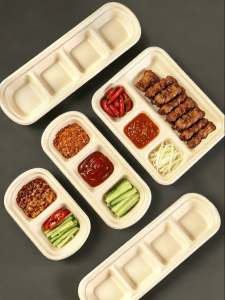 NUOXIAN | Disposable Paper Fiber Sauce Dish 3 Compartments