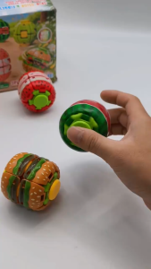 #Hamburger&Fruit Themed Press‑Down Gyro Ball Fidget Stress Relief Spinning Toy