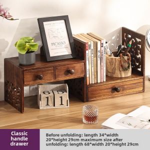 Retro Solid Wood Shelf Chinese Desktop Shelf Desk Desktop Bookshelf Bay Window Locker Simple Small Bookcase
