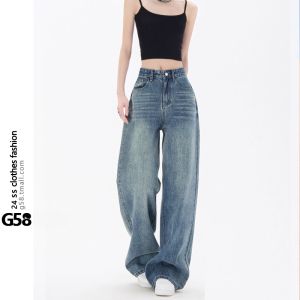 Quần Jeans Denim Ống Rộng Cạp Cao Quần Dài Dài Đến Sàn Kiểu Dáng Thẳng Ôm Dáng Mùa Xuân Mùa Hè Quần Jeans Denim Thường Ngày