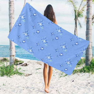 blue starburst pattern Quick Drying Microfiber Beach Towel Lightweight for Swimming Camping Yoga - Bath Towel