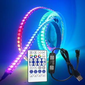 LED ไฟ WS2812B IP30 1M-5M RGB 5050สายโคมไฟ 5V USB บลูทูธ ควบคุมไฟ เทปแถบไฟ สีน้ำแขก สายแผ่นระหว่าง 1-5M โปรแกรมแต่งตนเดียวกัน สำหรับการปรับปรุงและการตกแต่งงานปาร์ตี้ สำหรับบ้าน