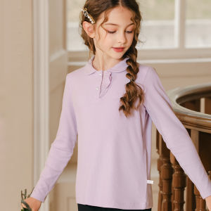 Little Naive | Girls Peter Pan Collar Pure Color T-Shirt