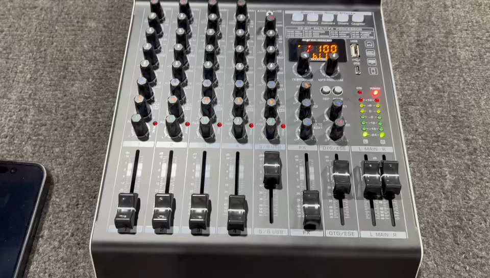 PADONPRO EV8 8-Channel Professional Mixer 99 DSP Digital Effects USB Live Streaming Recording