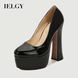 IELGY High heels thick soles round toes French retro womens shoes