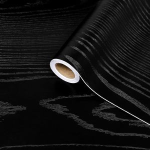 Black Wood Grain Thickening Wallpaper Boeing Film Furniture Kitchen Cabinet PVC Self-Adhesive Stickers Kitchen Vinyl Wallpaper
