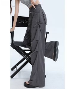 กางเกงทำงานแห้งเร็ว La Chapelle สำหรับผู้หญิง กางเกงขายาวทรงหลวมสบาย ๆ สำหรับฤดูร้อน กางเกงขายาวสำหรับเล่นกีฬากลางแจ้งแบบบาง