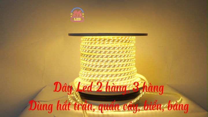 Dây Led 3 Hàng Hắt Trần Thạch Cao Trang Trí Quấn Cây Siêu Sáng,  Chịu Nước Tốt Ánh Sáng Vàng