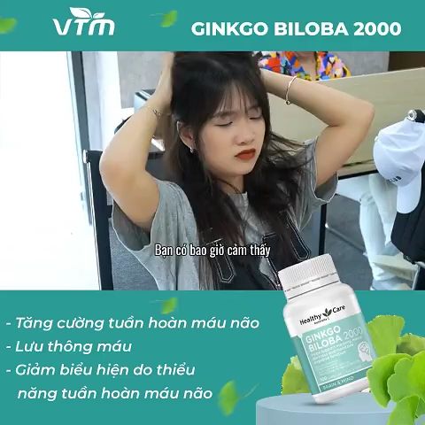 Bộ 2 hộp viên uống bổ não Healthy Care Ginkgo Biloba 2000mg, 110 viên