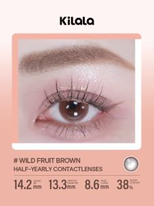 Kilala Colored Contact Lens 6 Monthly Contacts Lenses with Power Wild Fruit Brown/Strawberry Pink 1Pair/2Pcs Soft Lens 38% 14.2mm Make up Lens 6 Months Use