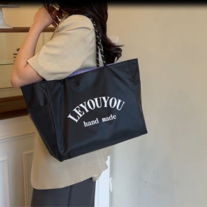 Large Versatile Commuter Handbag Mommy Bag Dopa Pure Color Handbag Lunch Box Bag Portable Single Shoulder Bag Nylon Material