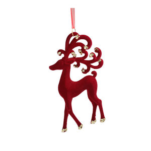 HongTaoKai | New Christmas Deer Bells Red Bow Velvet Decorative Hangings