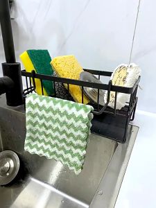 DuduMart Sponge Drainer Rack Stainless Kitchen Organizer Bathroom Sink Rack Soap Holder Organizer rack