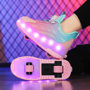KUOBURENSHENG | Light Up Skating Shoes For Girls Rotatable Buckle