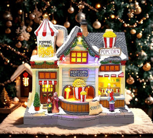 CHRISTMAS TIME AT POPCORN FACTORY CHRISTMAS VILLAGE DISPLAY