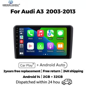 MEKEDE&NAVIFLY Android 14 Intelligent Car Audio System Car Radio Car Radio For Audi A3 8P 2003 - 2013 CarPlay Multimedia Player