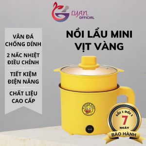 Nồi Lẩu Điện Mini Vân Đá Chống Dính Nồi Lẩu Điện Đa Năng Vịt Vàng 2 Tầng Kèm Giá Hấp Dung Tích 08L 2 Nấc Nhiệt