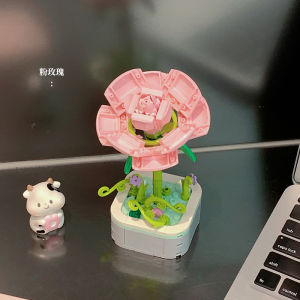 บ้านเรือนโมเดลไม้เล็กน่ารักพร้อมกล่องใส่ดอกไม้ที่ยั่งยืน ของขวัญวันวาเลนไทน์สำหรับเด็กผู้หญิง เลโก้ บล็อกการสร้างสรรค์