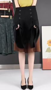 Quần ống rộng 6 nút LỬNG culottes lưng thun sau LUA MANGO -GV