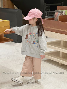 Spring Autumn Amy Kids Hoodie Sweatshirt Baby Girl Cartoon Print Korean Style Overhead Top Cotton Polyester Blend Regular Thick