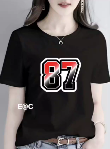 KAOS ATASAN WANITA PREMIUM ANGKA 87 DTF BERKUALITAS