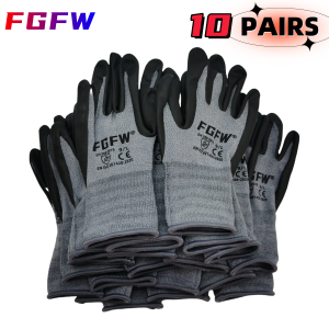 Breathable Nitrile Work Gloves - Soft Durable Spandex EN388 Lv4 Abrasion Heavy Duty for Mechanics Construction Industrial Use
