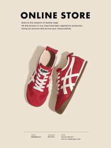 รองเท้าผ้าใบผู้หญิงสีแดง ทรงลำลอง ส้นแบน หนังแท้ ฤดูใบไม้ผลิ 2025 รองเท้าผ้าใบสไตล์ย้อนยุค สวมใส่สบาย เหมาะกับทุกวัย