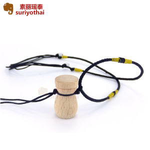Portable Aromatherapy Essential Oil Wooden Pendant Diffuser Bottle Necklace Perfume Wood Bottle Sweater Chain Ethnic Style Jewelry