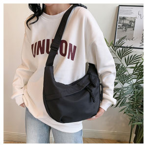 Túi Đeo Chéo Nữ Bằng Nylon Kiểu Dáng Giản Dị Khóa Kéo Màu Trơn Dung Tích Lớn Túi Đeo Vai Thời Trang Quai Đơn Dùng Được Quanh Năm