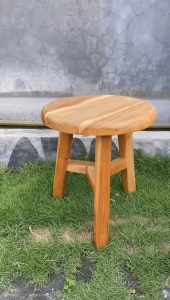 Meja Rustic Round Stool - Rustic Stool - Teak Wood Stool Kualitas Export Full Kering dan Kokoh outdoor