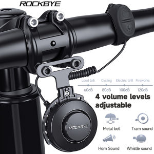 Bicycle Electric Horn IP65 Waterproof 120dB Loud Rechargeable Bike Warning Safety Ring Bell 4 Sound Modes Adjustable Volume