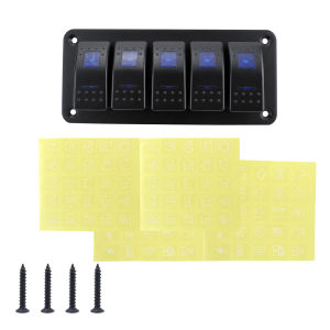 3-group 4-group 5-group 6-group 8-group rocker switch panel 5-pin suitable for 12V/24V cars ships ATV trailers blue