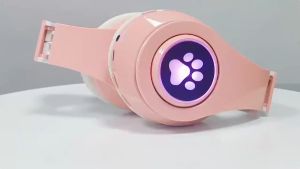 LED Lights B39M Cat Ear Bluetooth Headphone with Microphone HiFi Stereo Foldable Headphone Wireless Headset with Mic