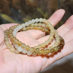6mm Premium Nephrite different tones caramel brown and light green 108 beads mala necklace multiple loops Jade bracelet (with certificate) 精品和田玉深浅糖青白108项链多圈手链(带证书)