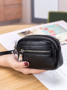 กระเป๋าใส่เหรียญหนังแท้สำหรับผู้หญิง จุของได้เยอะ ซิป ขนาดเล็ก กระเป๋าคาดข้อมือแบบพกพาได้หลากหลาย กระเป๋าใส่ของ