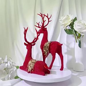 Christmas Deer Decor Pair Living Room Tabletop