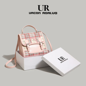 UR Plaid Pattern Double Shoulder Bag Casual Commuter Backpack Versatile Single Shoulder Bag for Women New 2025 Style