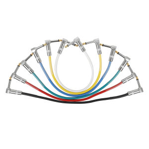 IRIN | GT-140 30cm Guitar Patch Cable 6Pcs PVC Jacket Nickel Plated Right Angle Effect Pedal Cord Pure Copper Conductor for Pedalboard