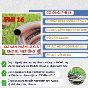 Ống dẫn nước 3 lớp cao cấp phi 16 - 20 - 25 ống nước chống gập chống xoắn siêu bền ống nước dẻo ống nước mềm ống dẫn nước sân vườn dùng để tưới cây rửa xe vệ sinh nhà cửa