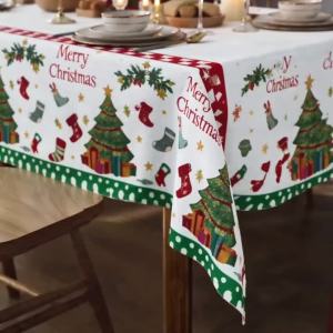 2027christmas Tree Christmas Socks Style Tablecloth Christmas Table Disposable Tablecloth 2d Flat Christmas Partydecoration