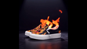 SABA Slip On Flame Skull Red - Sepatu Sneakers Casual Pria Wanita Original 100% FS-SL 25