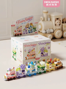 Toyzku Mekansm Train Station Store Building Blocks Nano Mini Bricks Food Flower DIY Assemble Toys Cute
