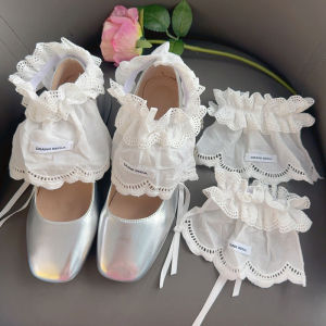 Japanese Lolita Slouchy Leg Warmers Y2K Sweet Girl White Lace Foot Warmers Ballet Style Over Shoes Socks Sleeves