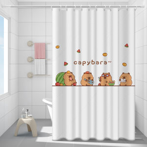 Waterproof Shower Curtain Bathroom Partition Mold Proof No Drilling High End Door Drape Bath Room Privacy Screen Polyester Fabric