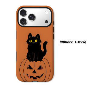 BILIBILI | Cat On Pumpkin Phone Case for iPhone 18 17 16 15 14 13 12 11 Air Pro Max Plus Double-layer Cover