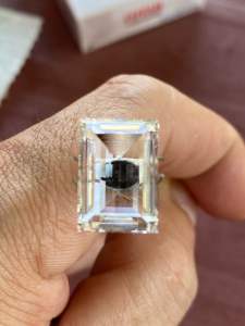 đá thật 1 viên thạch anh trắng tự nhiên cắt giác làm trang sức kt 10x18-12x22mm